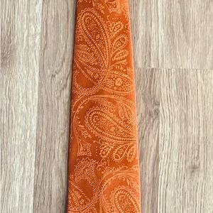 Vesuvio Napoli NeckTie BURNT ORANGE Color Paisley Design Mens Neck Tie